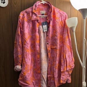Universal Thread Pink and Orange Floral Button-Up Shirt size XXL